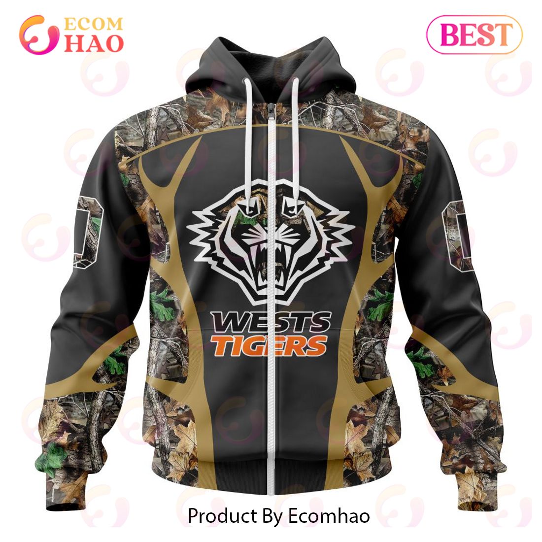 NRL Wests Tigers Special Camo Hunting Design 3D Hoodie