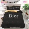 Christian Dior Black Circle Fashion Luxury Brand Premium Bedding Set Bedroom Decor Thanksgiving Decorations For Home Best Luxury Bed Sets Gift Bedding Sets