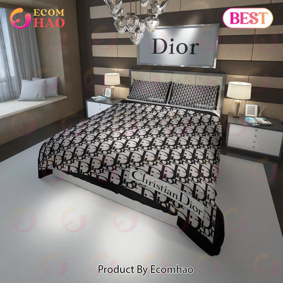 Christian Dior Logo Luxury Brand Model 7 Bedding Set Home Decoration Bedding Sets