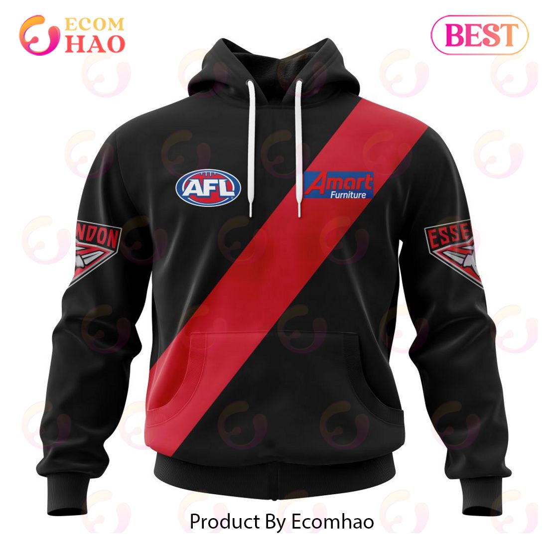 AFL Essendon Football Club Home Kits 2023 3D Hoodie