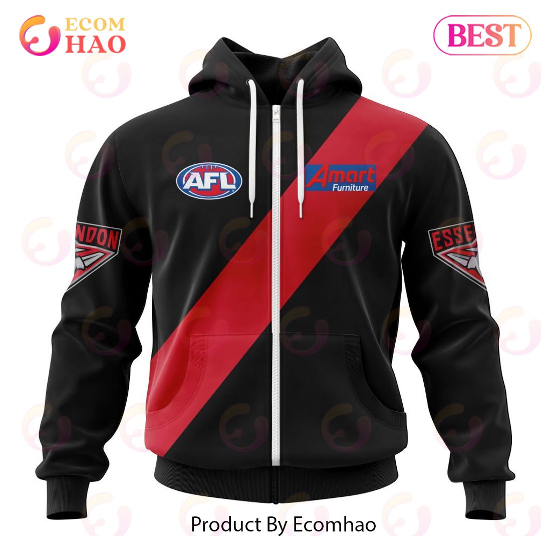 AFL Essendon Football Club Home Kits 2023 3D Hoodie