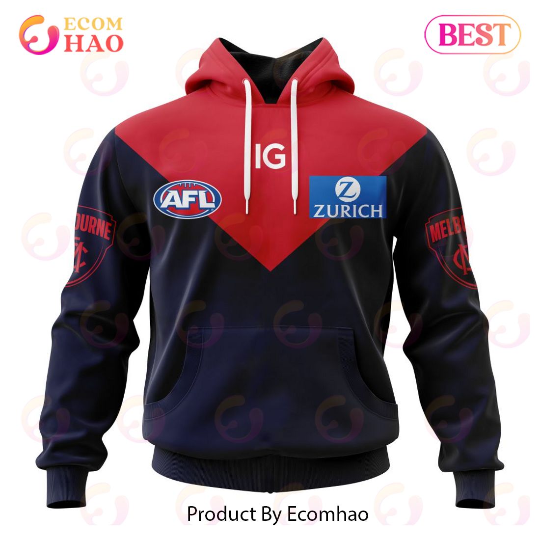 AFL Melbourne Football Club Home Kits 2023 3D Hoodie