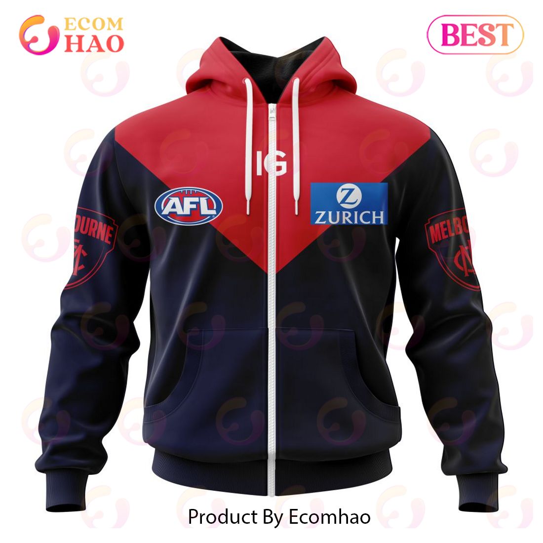 AFL Melbourne Football Club Home Kits 2023 3D Hoodie