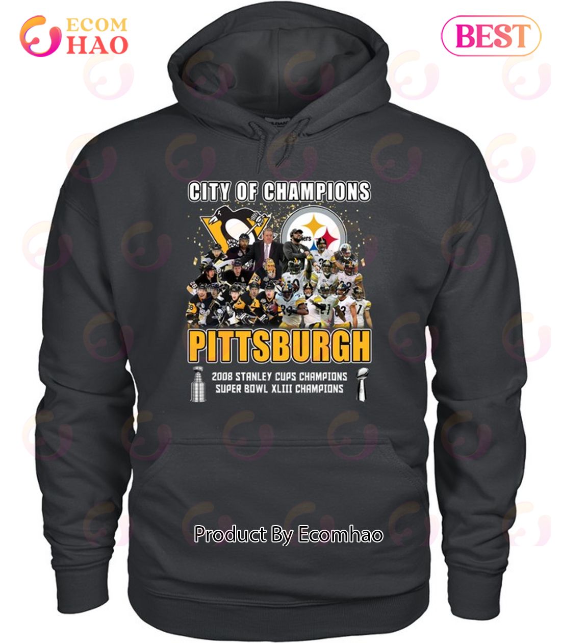 City Of Champions Pittsburgh 2008 Stanley Cups Champions Super Bowl XLIII Champions T-Shirt