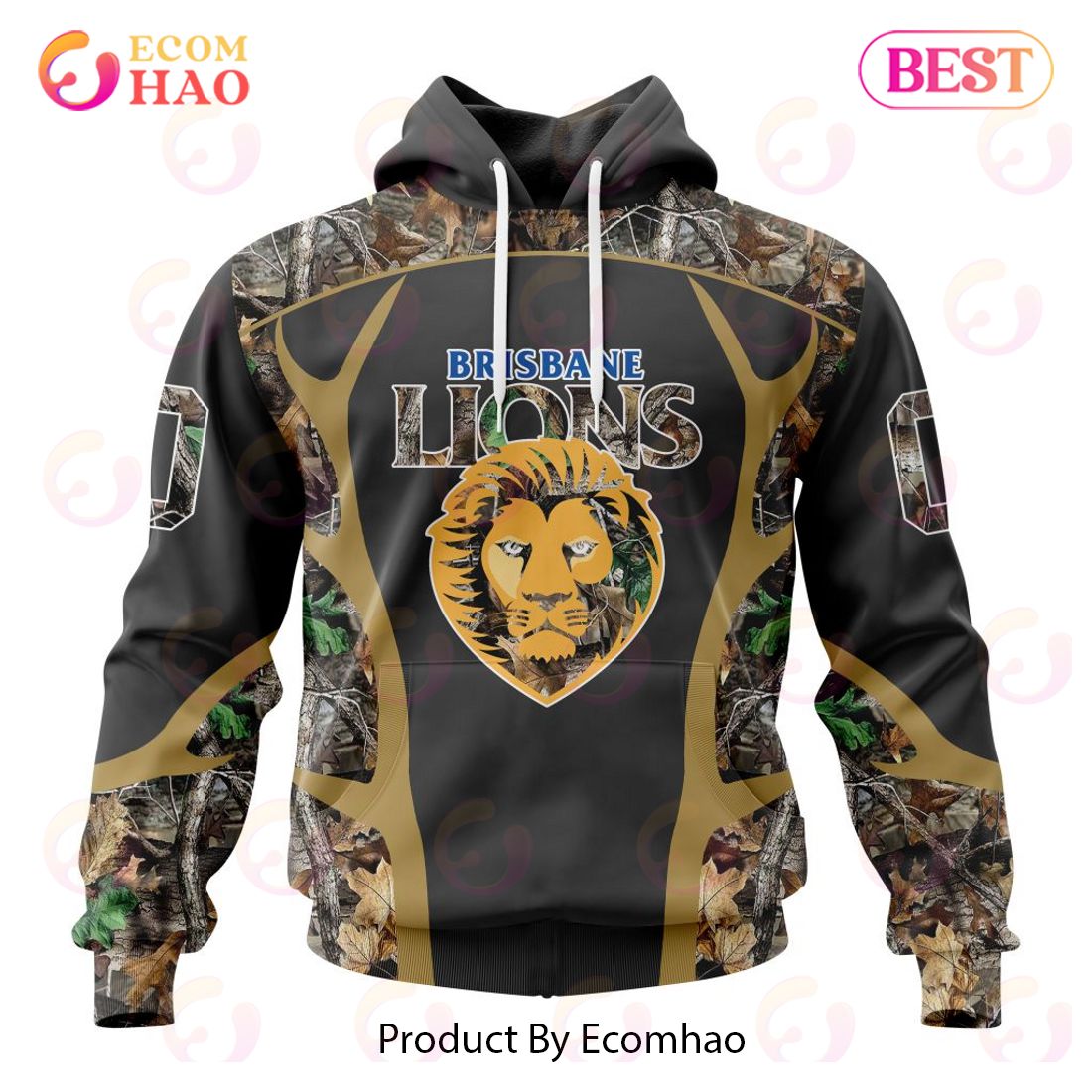 AFL Brisbane Lions Special Camo Hunting Design 3D Hoodie