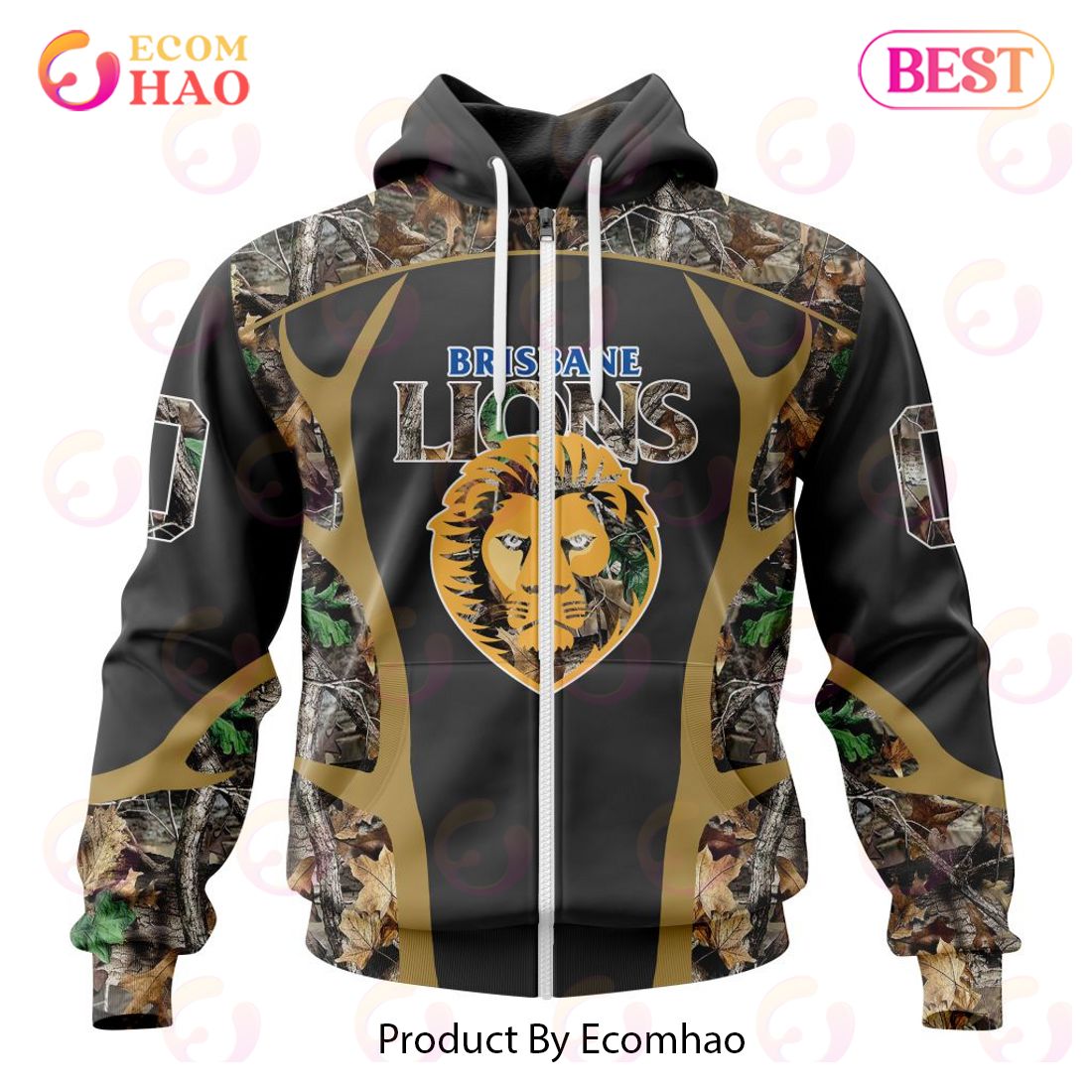 AFL Brisbane Lions Special Camo Hunting Design 3D Hoodie