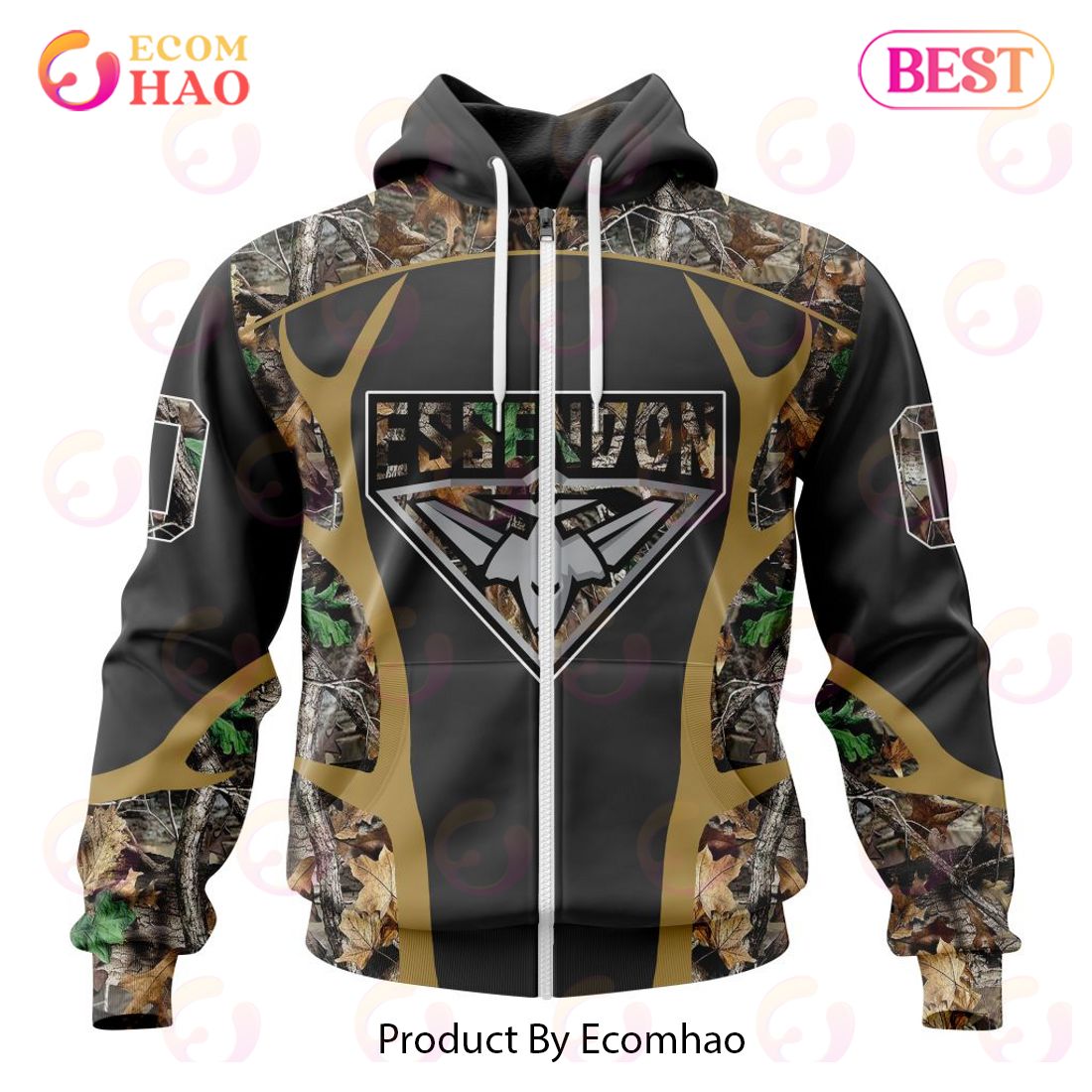 AFL Essendon Football Club Special Camo Hunting Design 3D Hoodie