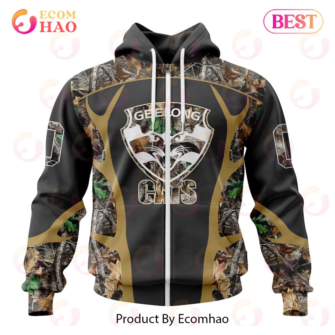 AFL Geelong Cats Special Camo Hunting Design 3D Hoodie