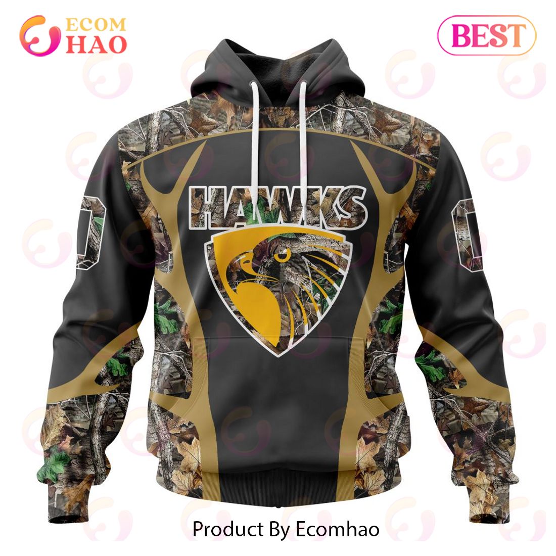 AFL Hawthorn Football Club Special Camo Hunting Design 3D Hoodie