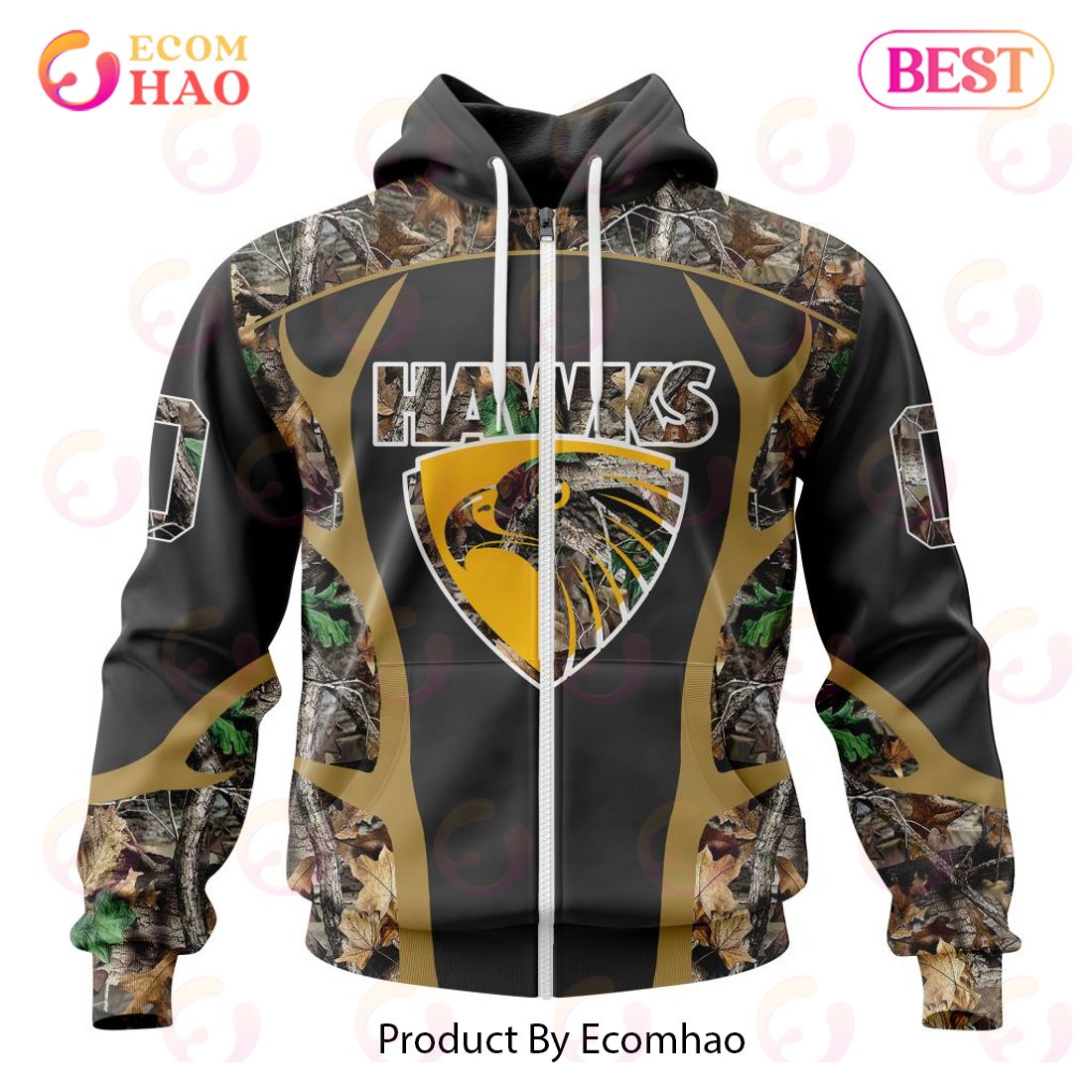 AFL Hawthorn Football Club Special Camo Hunting Design 3D Hoodie