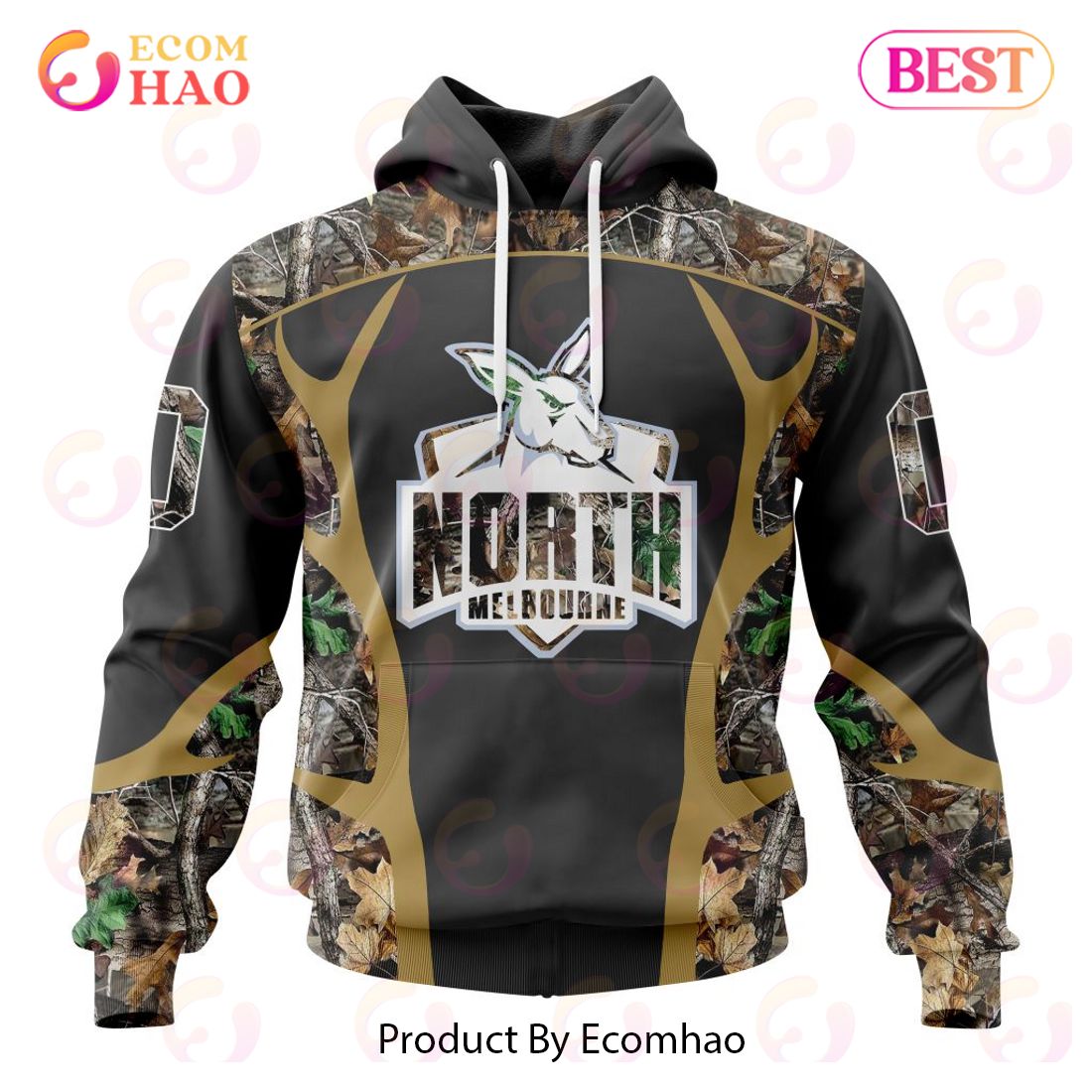 AFL North Melbourne Football Club Special Camo Hunting Design 3D Hoodie