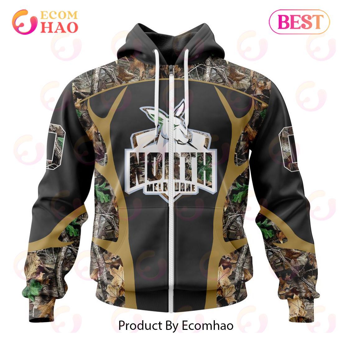 AFL North Melbourne Football Club Special Camo Hunting Design 3D Hoodie