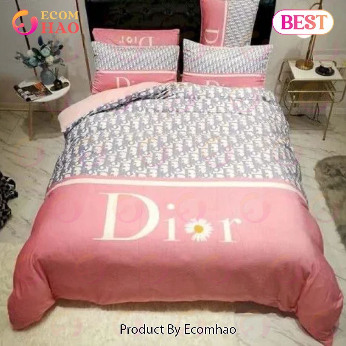 Dior Logo Luxury Brand Bedding Sets Bedspread Duvet Cover Set Bedroom Decor Thanksgiving Decorations For Home Best Luxury Bed Sets