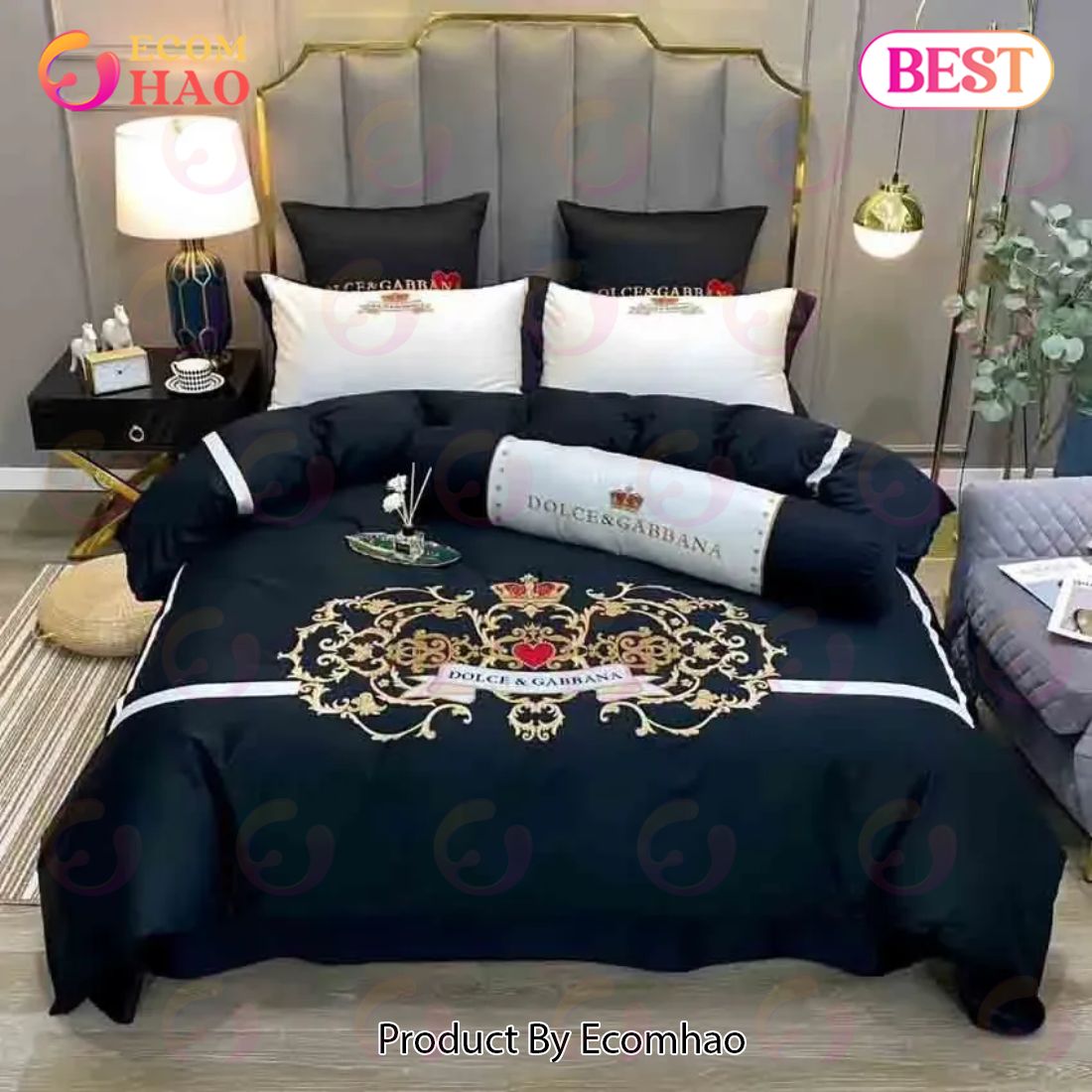 Dolce Gabbana Black Luxury Brand Bedding Set Duvet Cover Home Decor -  Ecomhao Store
