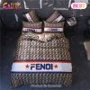 Fendi Luxury Logo Fashion Brand Premium Bedding Sets Bedroom Decor Thanksgiving Decorations For Home