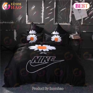 Flowers Black Nike Bedding Sets Luxury Brand Bed Sets Bedroom Sets Comforter Sets Duvet Cover Bedspread For Home Dcor Trending 2023 For Home