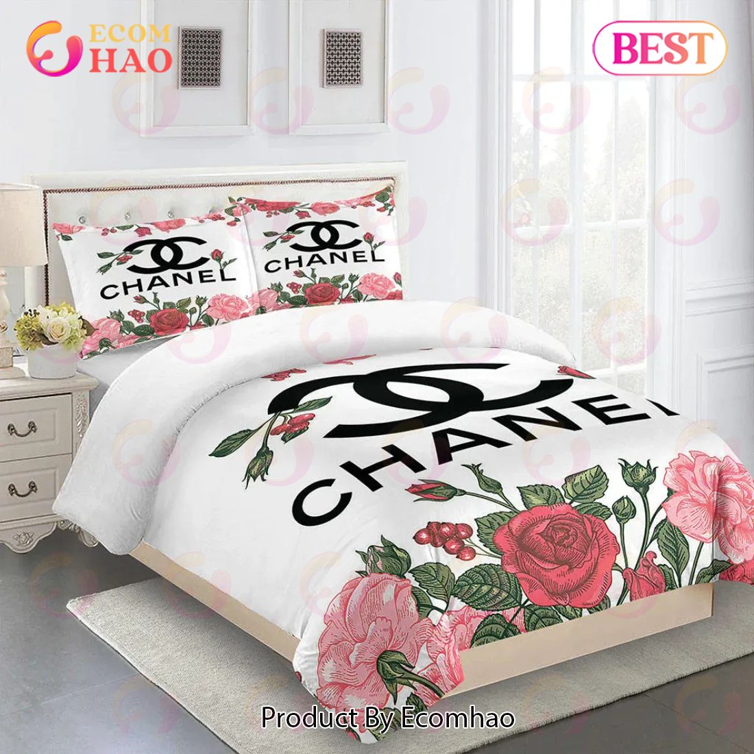 Flowers Chanel Bedding Sets Luxury Brand Bed Sets Bedroom Sets Comforter  Sets Duvet Cover Bedspread For Home Decor Trending 2023 For Home - Ecomhao  Store