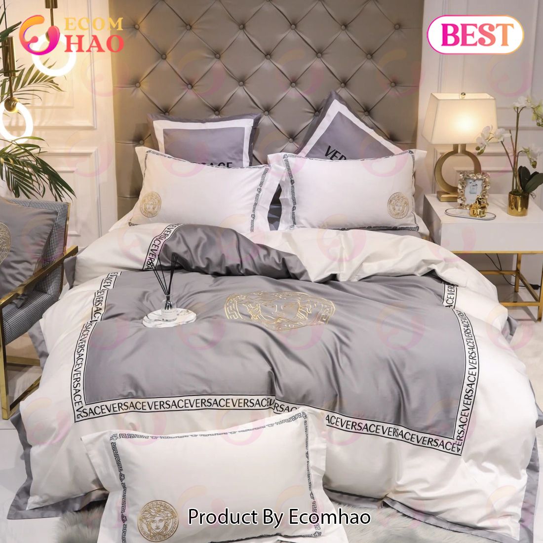 Givenchy Grey Luxury Brand High-End Bedding Sets Bedroom Decor Thanksgiving Decorations For Home Best Luxury Bed Sets