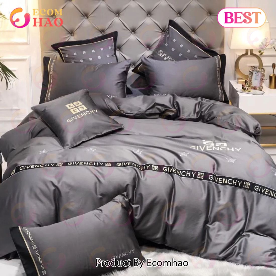 Givenchy Grey Luxury Brand High-End Bedding Sets Bedroom Decor Thanksgiving  Decorations For Home Best Luxury Bed Sets - Ecomhao Store