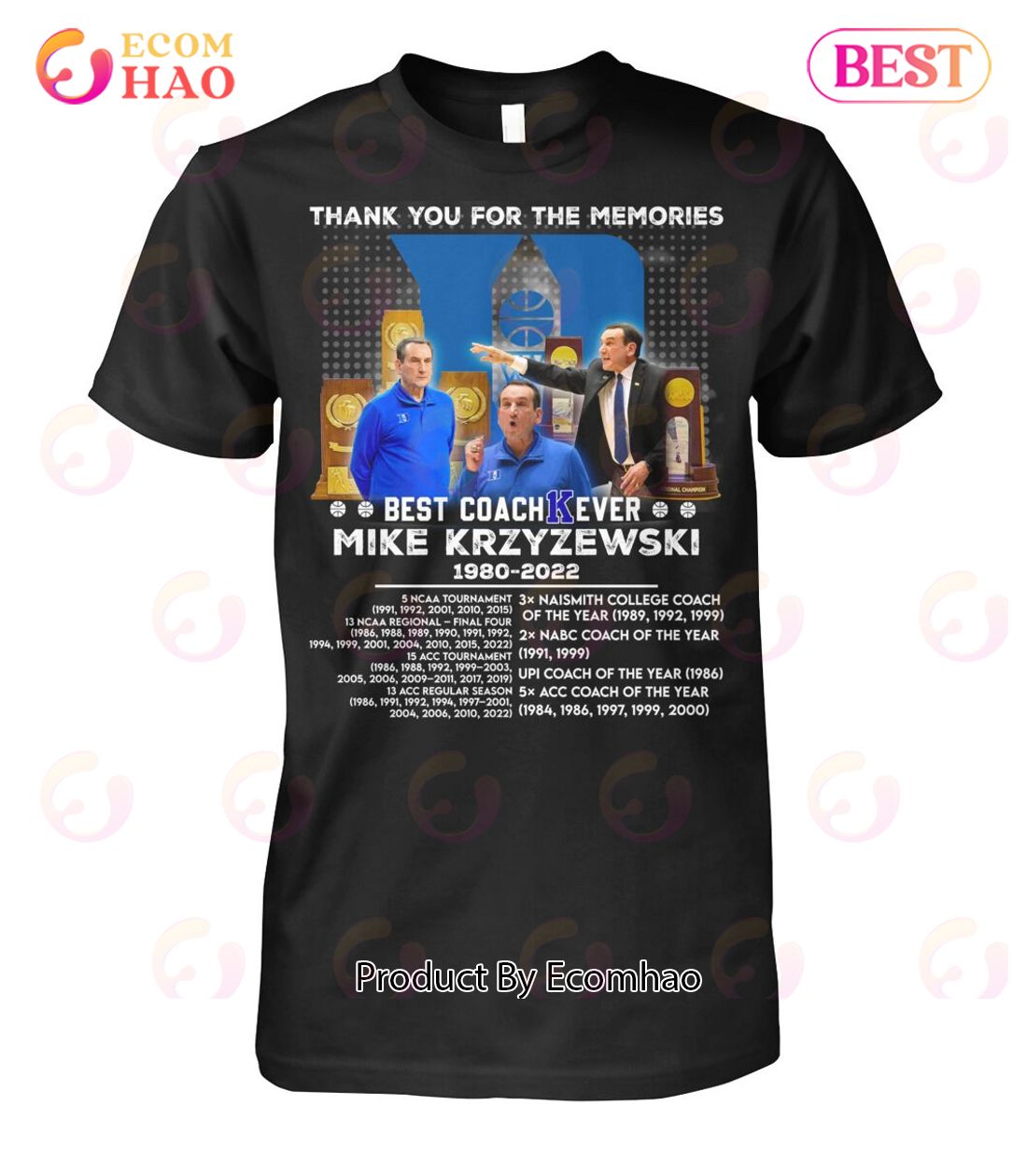 Thank You For The Memories Best Coach Ever Mike Krzyzewski 1980 – 2022 T-Shirt