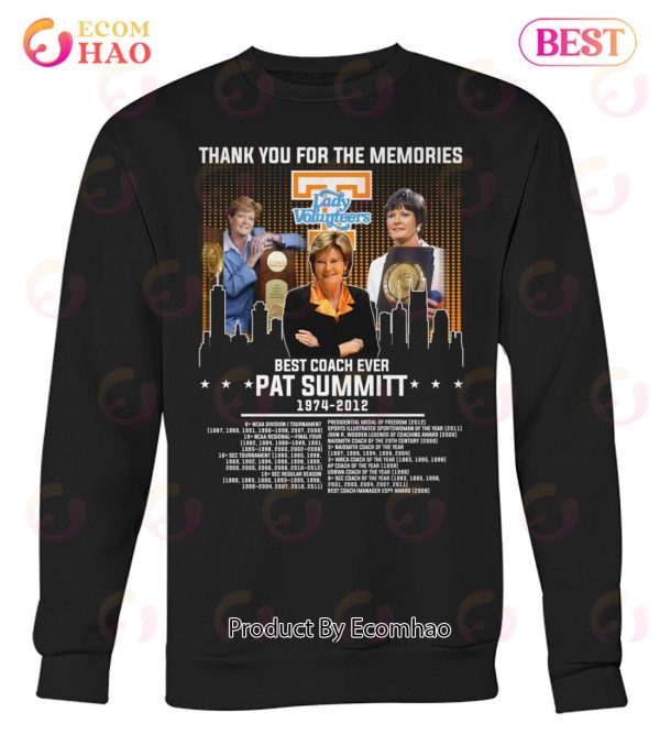 Thank You For The Memories Tennessee Lady Volunteers Best Coach Ever Pat Summitt 1974 – 2012 T-Shirt