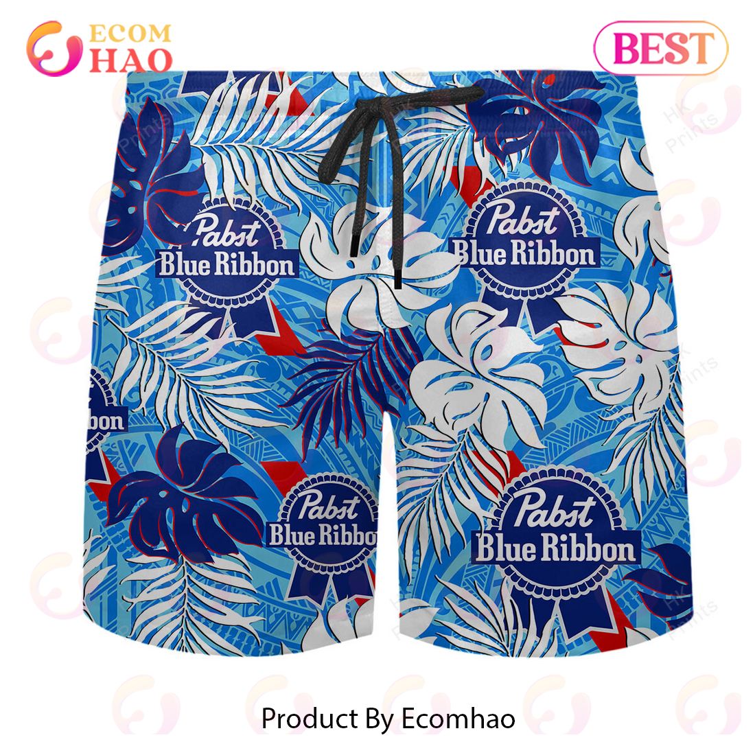 Pabst Blue Ribbon Tattoo Hawaiian Shirt And Shorts  Ecomhao Store