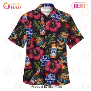 Skull Pineapple Pabst Blue Ribbon Hawaiian Shirt And Shorts