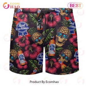 Skull Pineapple Pabst Blue Ribbon Hawaiian Shirt And Shorts