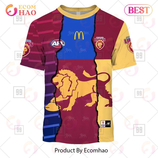 Personalized 2023 AFL Mix Guernseys Brisbane Lions 3D Hoodie