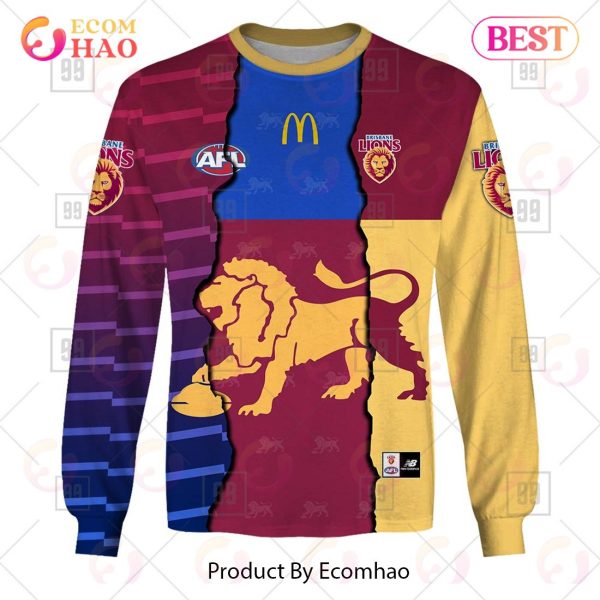 Personalized 2023 AFL Mix Guernseys Brisbane Lions 3D Hoodie