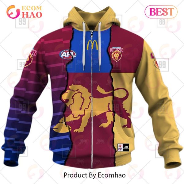 Personalized 2023 AFL Mix Guernseys Brisbane Lions 3D Hoodie