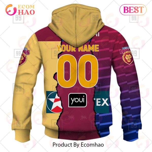 Personalized 2023 AFL Mix Guernseys Brisbane Lions 3D Hoodie