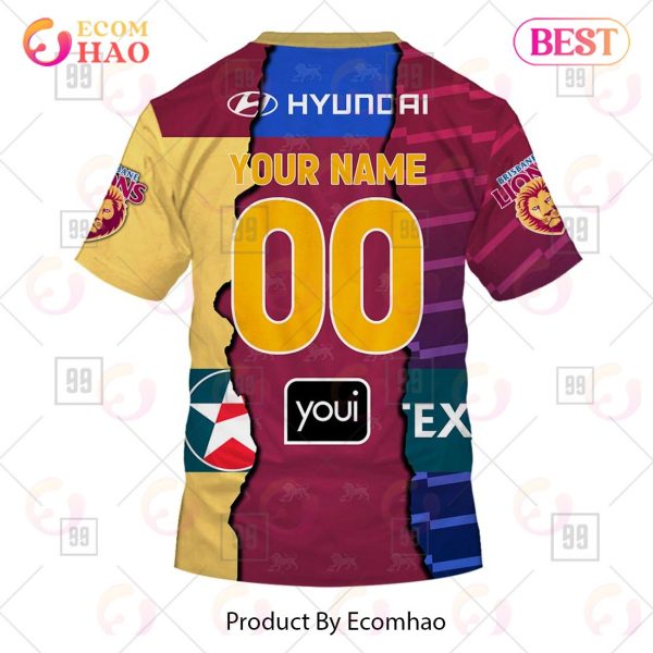 Personalized 2023 AFL Mix Guernseys Brisbane Lions 3D Hoodie