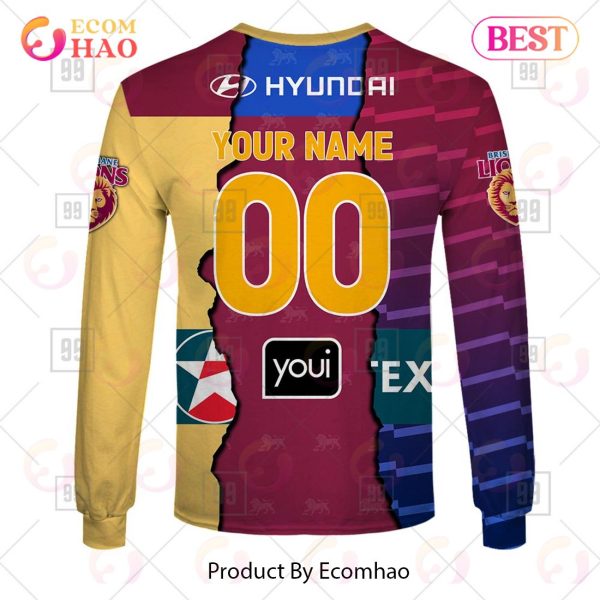 Personalized 2023 AFL Mix Guernseys Brisbane Lions 3D Hoodie