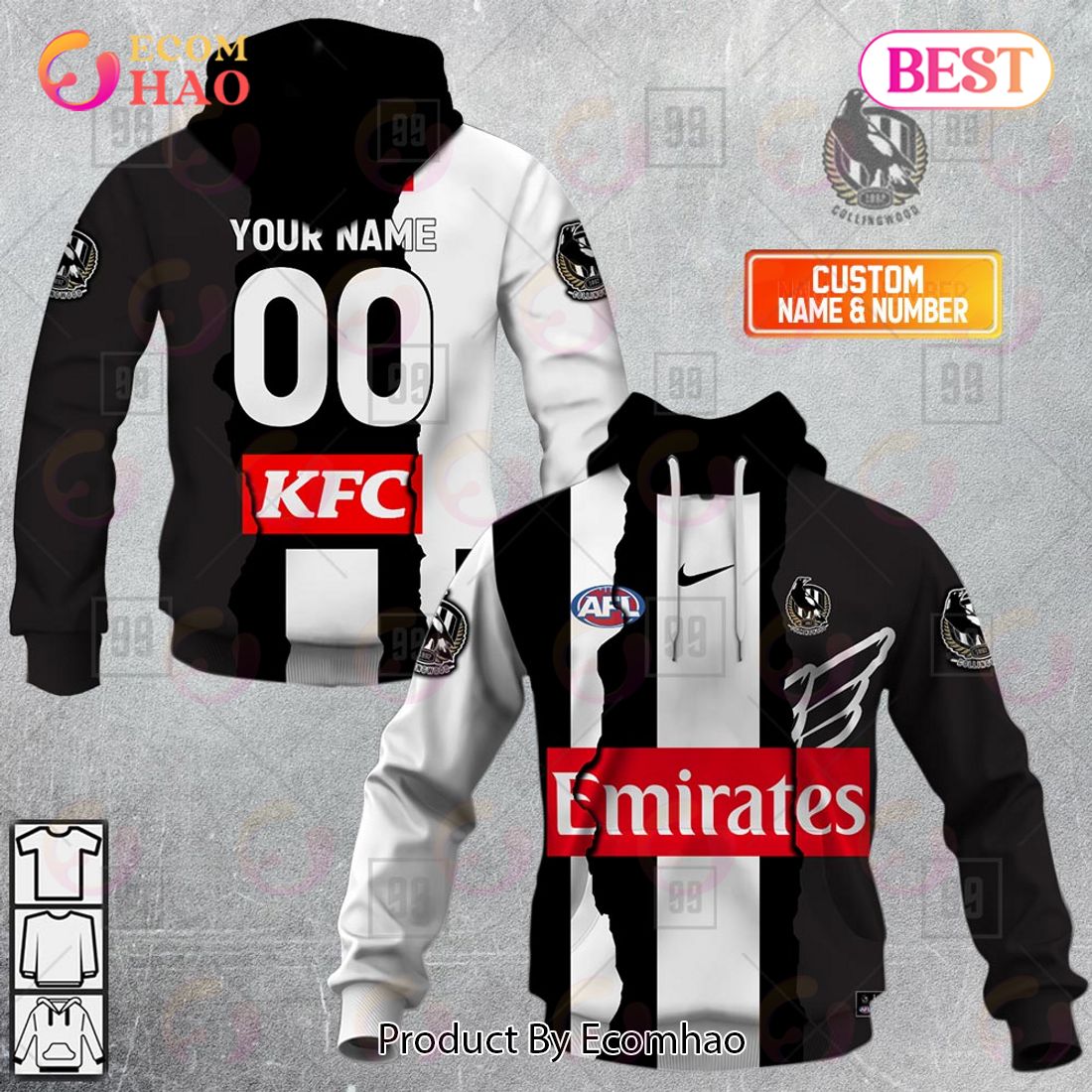 Personalized 2023 AFL Mix Guernseys Collingwood Magpies 3D Hoodie