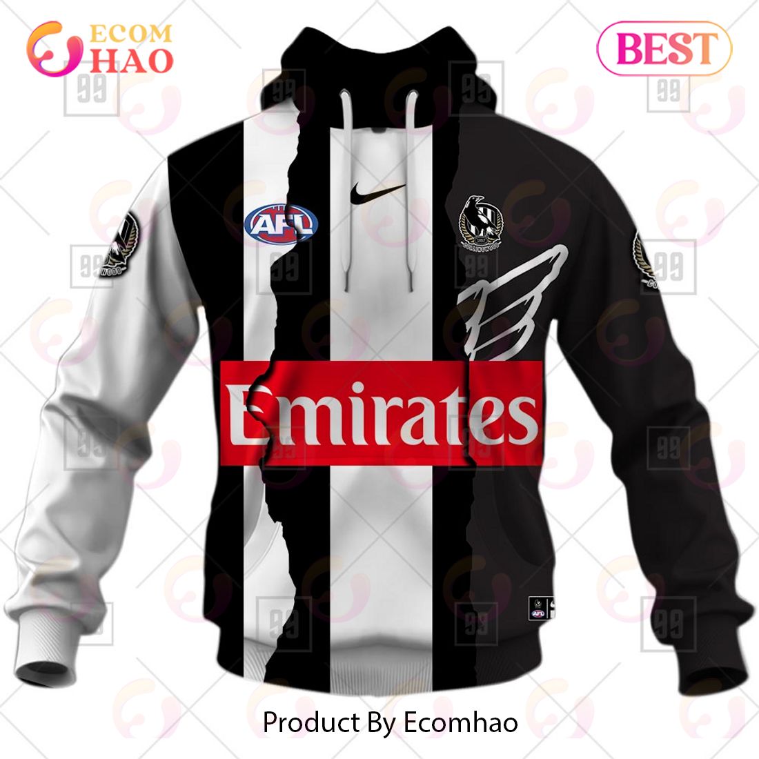 Personalized 2023 AFL Mix Guernseys Collingwood Magpies 3D Hoodie