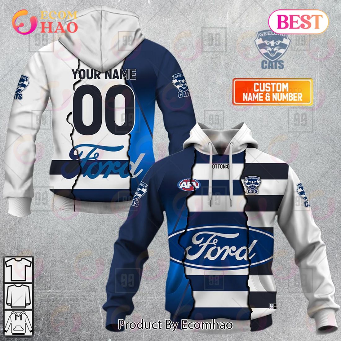 Personalized 2023 AFL Mix Guernseys Geelong Cats 3D Hoodie