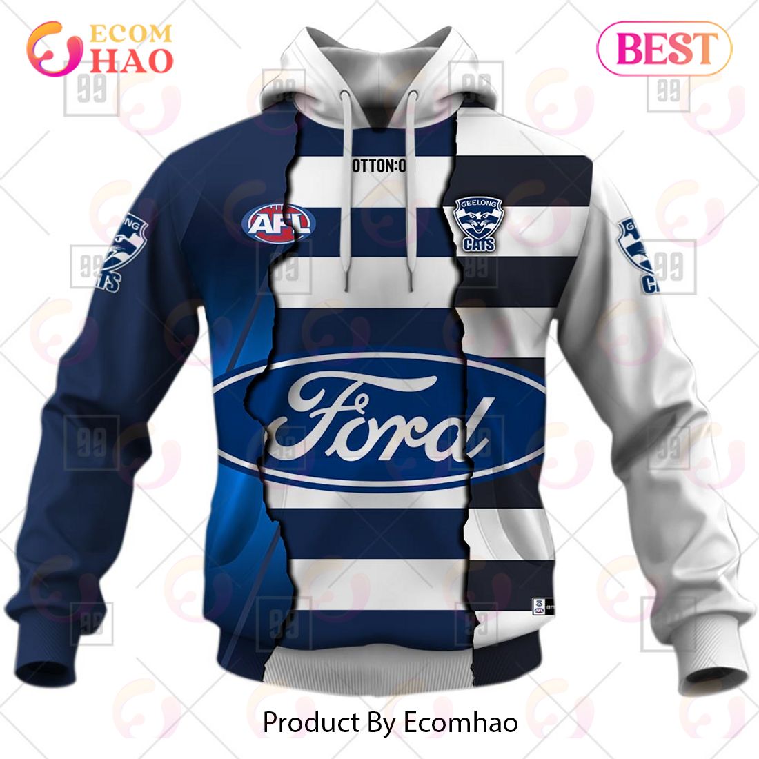 Personalized 2023 AFL Mix Guernseys Geelong Cats 3D Hoodie