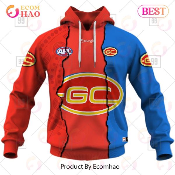 Personalized 2023 AFL Mix Guernseys Gold Coast Suns 3D Hoodie