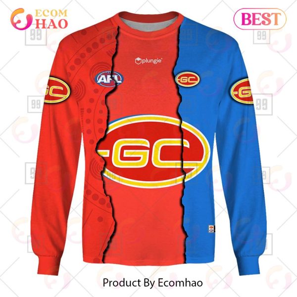 Personalized 2023 AFL Mix Guernseys Gold Coast Suns 3D Hoodie