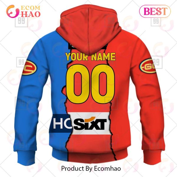 Personalized 2023 AFL Mix Guernseys Gold Coast Suns 3D Hoodie