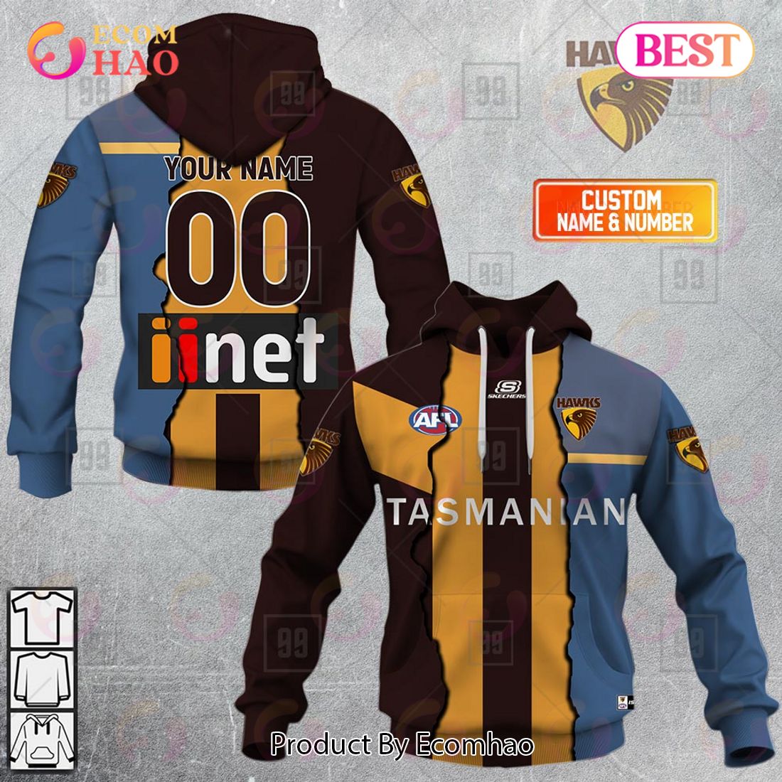 Personalized 2023 AFL Mix Guernseys Hawthorn Hawks 3D Hoodie