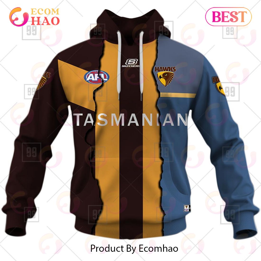 Personalized 2023 AFL Mix Guernseys Hawthorn Hawks 3D Hoodie