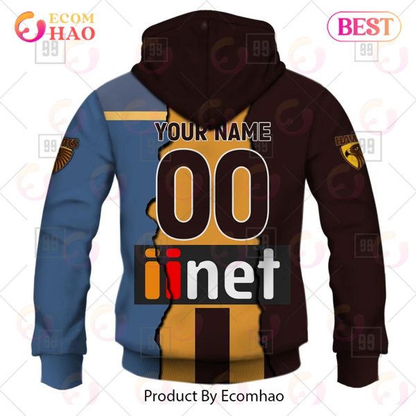 Personalized 2023 AFL Mix Guernseys Hawthorn Hawks 3D Hoodie