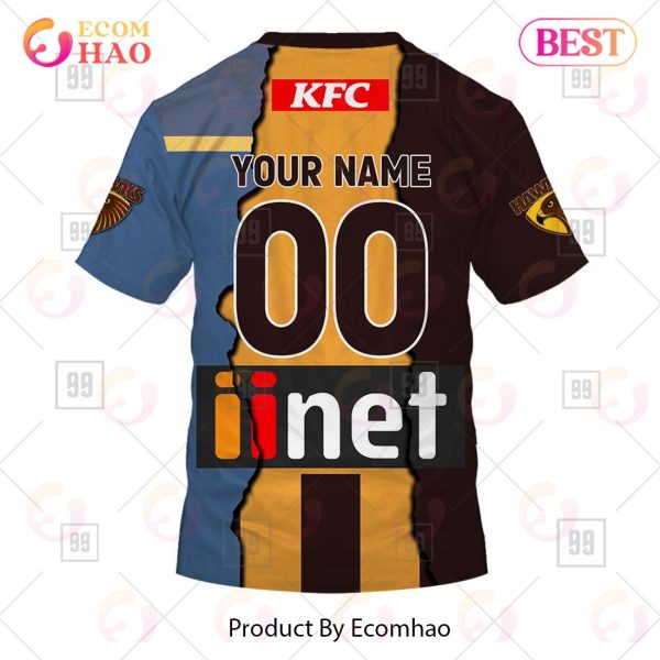 Personalized 2023 AFL Mix Guernseys Hawthorn Hawks 3D Hoodie