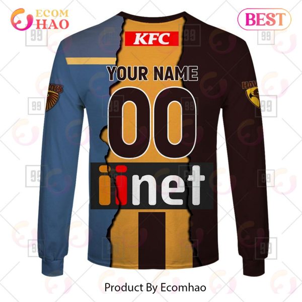 Personalized 2023 AFL Mix Guernseys Hawthorn Hawks 3D Hoodie