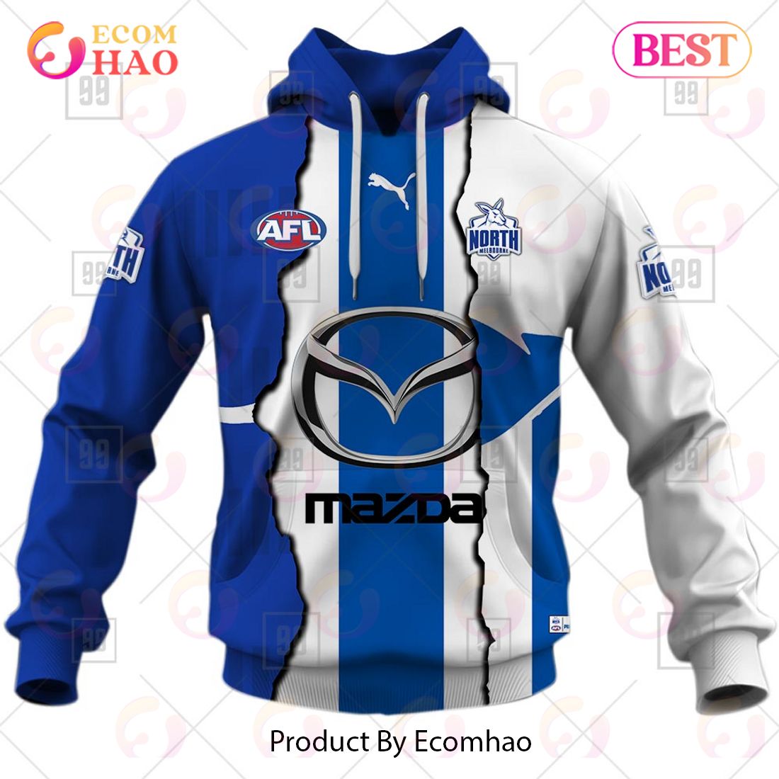 Personalized 2023 AFL Mix Guernseys North Melbourne Kangaroos 3D Hoodie