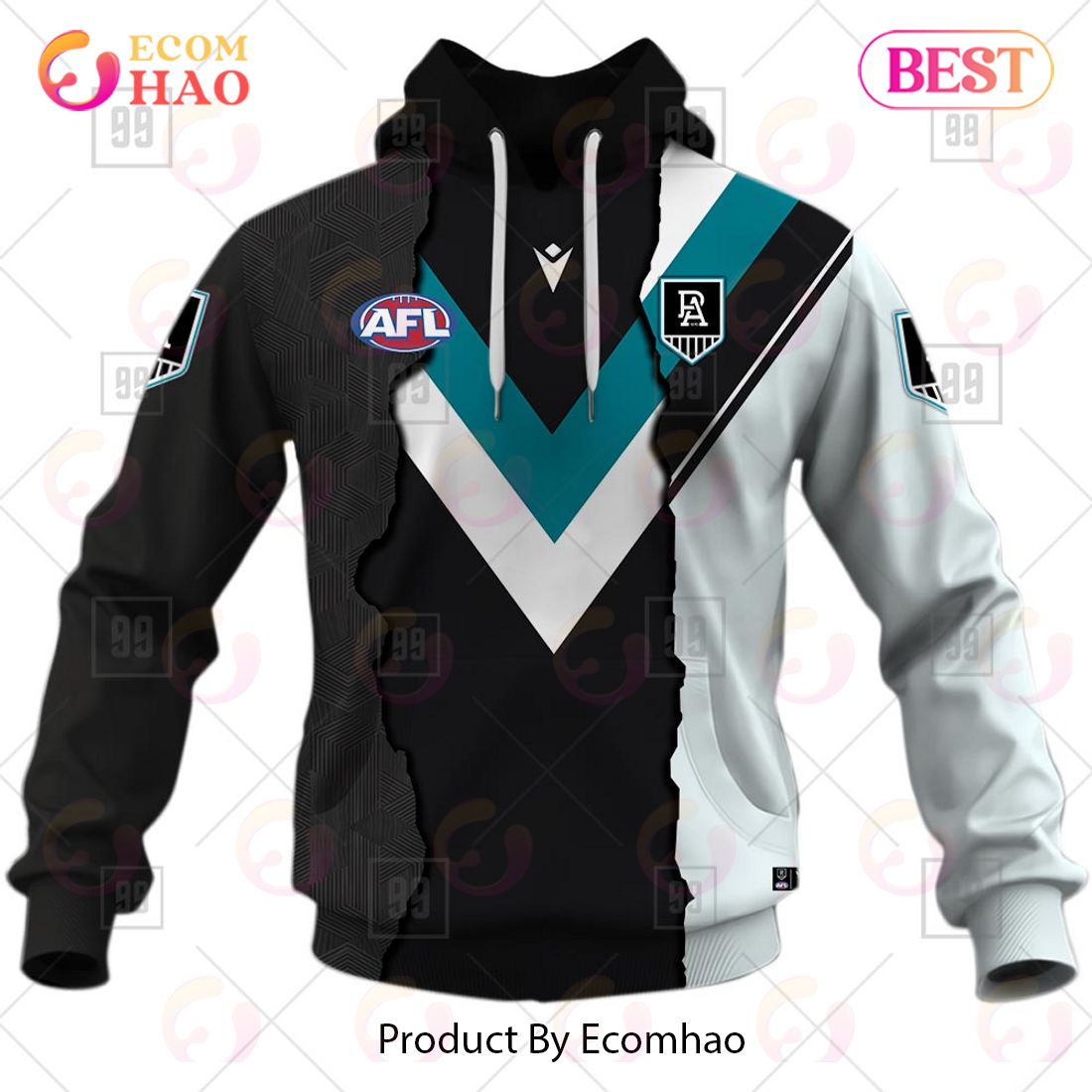 Personalized 2023 AFL Mix Guernseys Port Adelaide Power 3D Hoodie