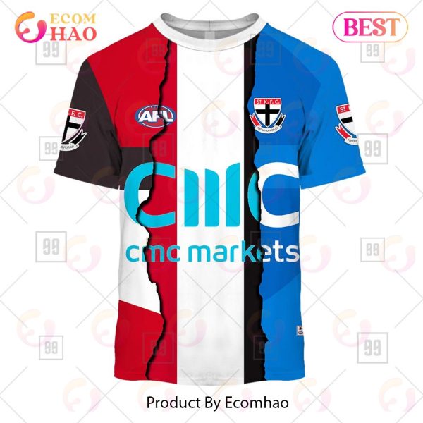 Personalized 2023 AFL Mix Guernseys St. Kilda Saints 3D Hoodie