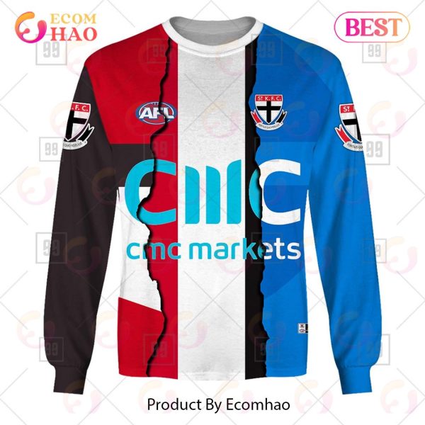 Personalized 2023 AFL Mix Guernseys St. Kilda Saints 3D Hoodie